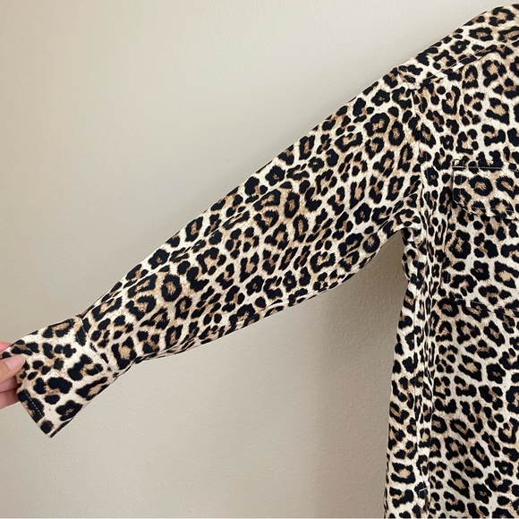 H&M Leopard‎ Print Oversized Cotton Twill Shacket Size Small - Picture 4 of 11